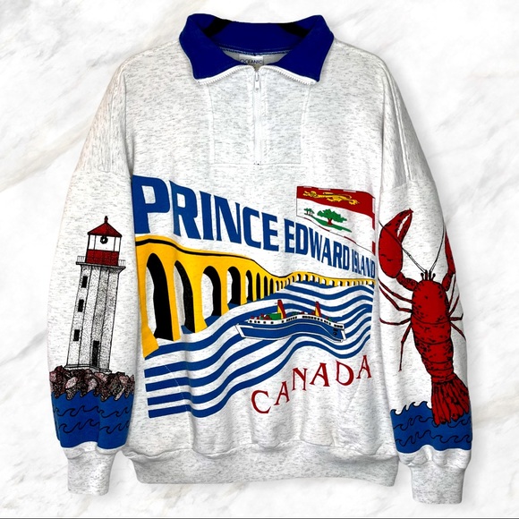 Vintage Other - Vintage | Prince Edward Island Half Zip Gray Turtleneck Sweater